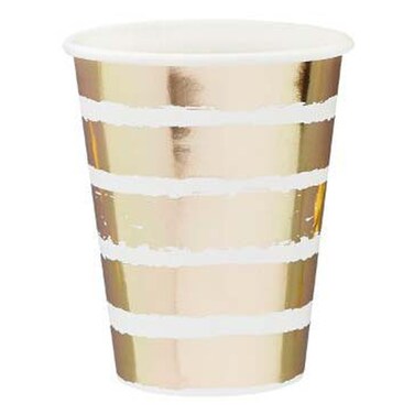 Hootyballoo Gold Striped Paper Cups 237ml