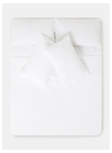 Rose 6 PCS White Double Bedsheet Set Cotton Blended 142 TC Premium Quality Everyday Use Breathable And Soft Platinum 2 Double Flat Sheet 229 x 254 cm, 4 Pillow Cases 51 x 76 cm Printed Design