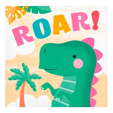 Creative Converting Girl Dino Printed Party Napkins