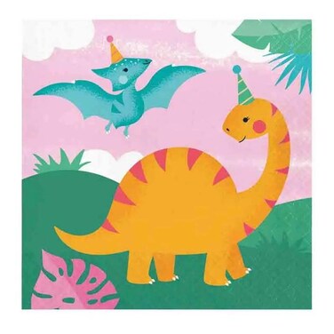 Creative Converting Girl Dino Printed Luncheon Napkins