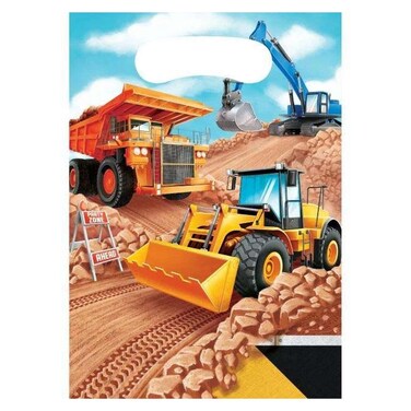 Creative Converting Big Dig Construction Printed Loot Bags 9x6.5inch