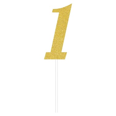 Creative Converting Number 1 Glitter Cake Topper Gold