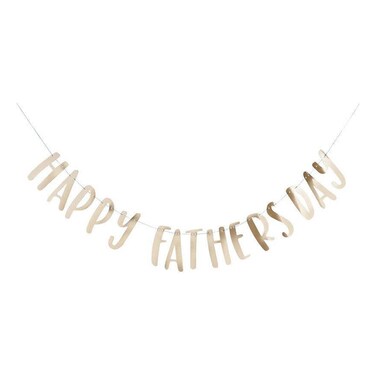Hootyballoo Happy Fathers Day Banner Gold 2m