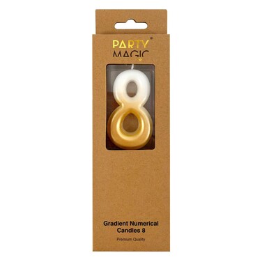 Party Magic Gradient Numerical 8 Candle Gold