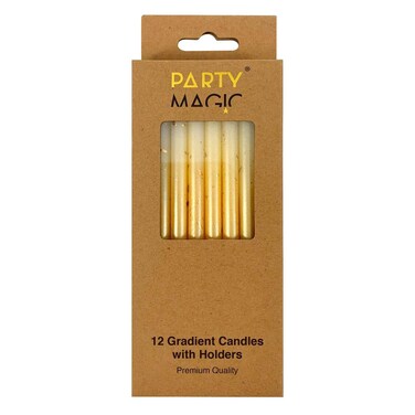 Party Magic Gradient Candles With Holders Gold