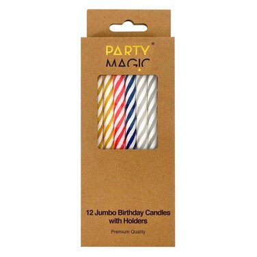 Party Magic Jumbo Birthday Candles With 12 Holders