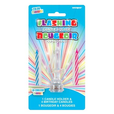 Unique Flashing Candle Holder Number 4 With 4 Birthday Candles