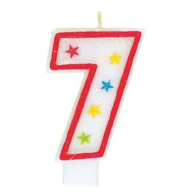 Unique Numerical 7 Glitter Birthday Candle With Cake Decor