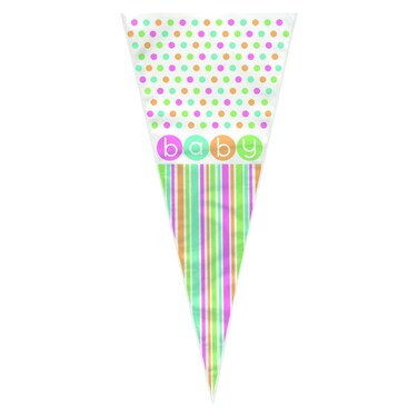 Unique Pastel Baby Shower Themed Cone Shaped Cello Bags