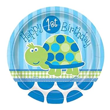 Unique 1st Birthday Turtle Printed Plates 7inch