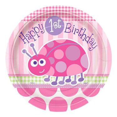 Unique 1st Birthday Ladybug Printed Birthday Plates 9inch