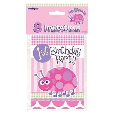 Unique 1st Birthday Ladybug Printed Birthday Invitations