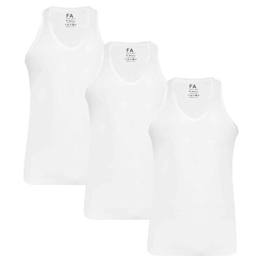 Men Fashion Academy Vest, FAMV-R, White, M-XXL, Pack of 3