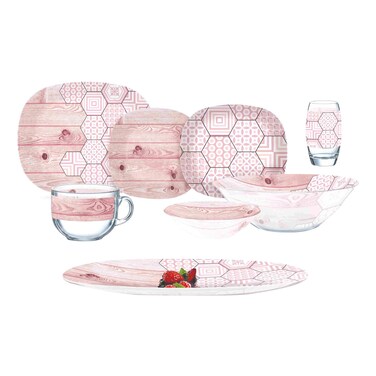 Luminarc Sweetline Dinner Set Naturestone Pink 38 PCS