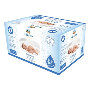 Nappy Time Simply Water Baby Wipes 60 Wipes Pack of 9