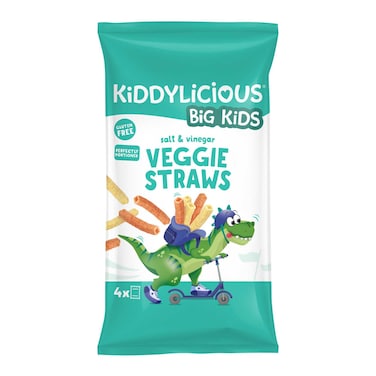 Kiddylicious Salt &amp; Vinegar Straws , Delicious Snacks for Kids , Suitable for 3+ Years , 4x12g