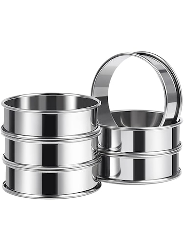 ARRITZ 6PCS Crumpet Rings, 3.15inch English Muffin Rings Double Rolled Stainless Steel Tart Rings for Baking, Round
