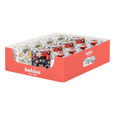 Bolsius Christmas Glass Scented Candles 12 PCS