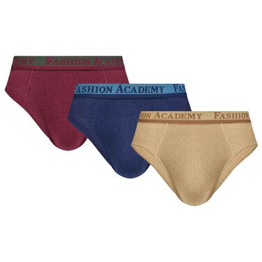 Men Fashion Academy Classic Fit Brief, FAMBROE, Multicolor, M-XXL, Pack of 3