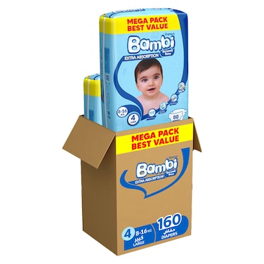 سانيتا بامبي حفاضات الأطفال الديناميكية مقاس كبير 4 8-16 كغ عبوة كبيرة 80 حفاض حزمة من 2