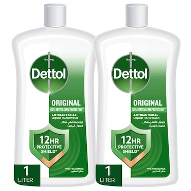 Dettol Original Liquid Handwash Refill, Pine Scent, 1L Pack of 2