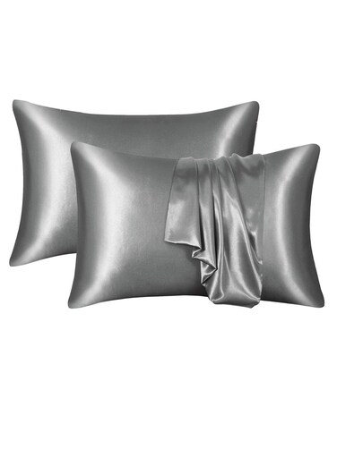 Satin Pillowcase - 2 Pack 51 * 75cm Soft Silky Satin Bed Pillowcase Cover in Dark Grey with Envelope Closure