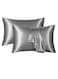 Satin Pillowcase - 2 Pack 51 * 75cm Soft Silky Satin Bed Pillowcase Cover in Dark Grey with Envelope Closure