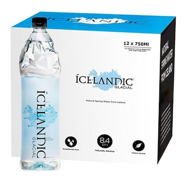 Icelandic Glacial pH8.4 Natural Spring Mineral Water Bottle Box 750ml Pack of 12