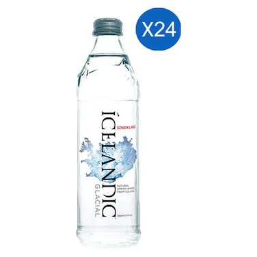 Icelandic Glacial Sparkling Natural Spring Mineral Water Glass Bottle 330ml Pack of 24