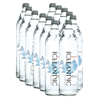 Icelandic Glacial Sparkling Natural Spring Mineral Water Glass Bottle 750ml Pack of 12