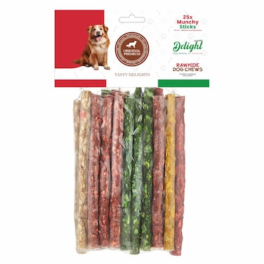 ديلايت أصابع مضغ قابلة للمضغ من الجلد الخام للكلاب 25 أصبع ، 5 بوصات، 8 إلى 9 ملم