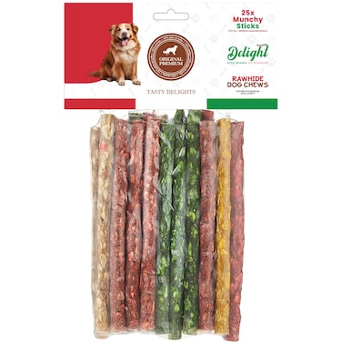Delight Munchy Stick Rawhide Dog Chews 25 Stick 5inch 8 to 9mm