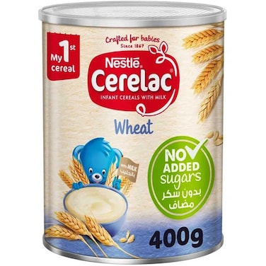 نستله سيريلاك حبوب قمح بدون إضافة سكر مع حليب للأطفال من عمر 6 أشهر، 400 غرام