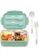 Bento Box For Kids and Adults - 1400ML Lunch Box with 3 Compartments and cutlery, Leak-proof for a Meal on the Go, BPA Free, Microwave &amp; Dishwasher Safe1062A-GR