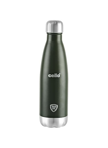 Cello Duro Tuff Steel Series- Swift Double Walled Stainless Steel Water Bottle with Durable DTP Coating, 500ml, Military Green