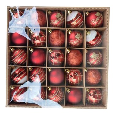 BR Christmas Decoration Bauble Set Red 25 PCS