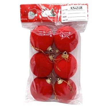 BR Christmas Decorative Bauble Set Red 6 PCS