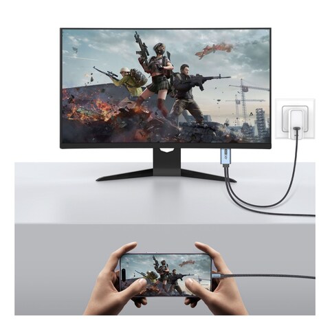 توتو لايف نيلو سيريز كابل ثنائي تايب سي إلى HDMI  أسود ورمادي بطول 2 متر