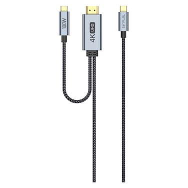 توتو لايف نيلو سيريز كابل ثنائي تايب سي إلى HDMI  أسود ورمادي بطول 2 متر