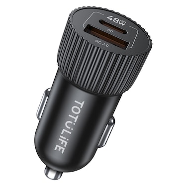 TotuLife Mini PD Car Charger with QC 3.0 Black 48W
