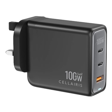 Cellairis GaN 3 Dual Type-C Wall Charger with QC 3.0 Black 100W