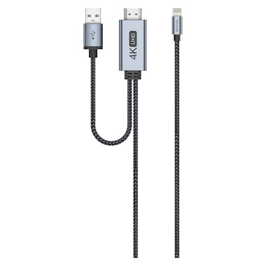 TotuLife Nylo Series Lightning to HDMI Cable Black and Grey 2m