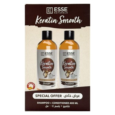 Esse Naturals Keratin Smooth Shampoo with Macadamia Extract and Keratin Smooth Conditioner with Macadamia Extract 400ml+400ml