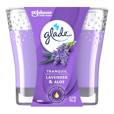 Glade Scented Candle, Tranquil Lavender &amp; Aloe, 96g