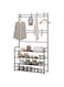 Showay Coat Rack Shoe Rack,Storage Shelf With 4-Tier Shoe Organize ,Clothes Rack With 8 Hooks Hanging, Entryway Hall Trees Hanging And Storage (Black)
