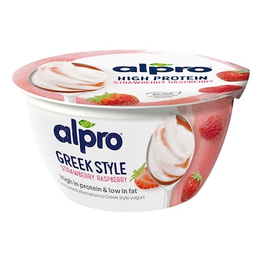 Alpro High Protein and Low Fat Greek Style Yogurt Strawberry and Raspberry 150g