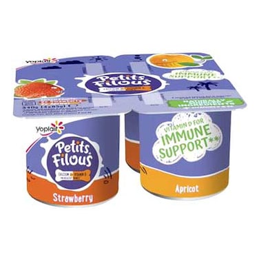 Yoplait Petits Filous Kids Strawberry and Apricot Yoghurt Big Pots 340g