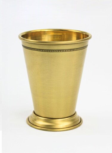 Julep Cup 14 oz. Brass with Matte Gold Finish - Authentic Southern Style Cocktail Glass for Mint Juleps