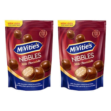 McVitie&#39;s Nibbles Milk Chocolate Coated Biscuit Bites 110g Pack of 2