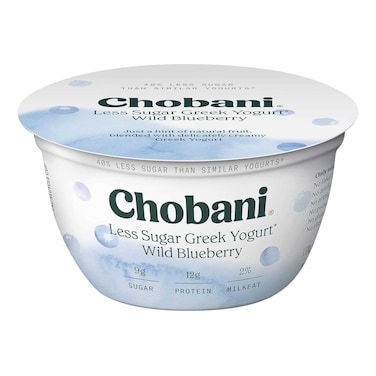 Chobani Less Sugar Low-Fat Greek Yogurt Wild Blueberry 150g